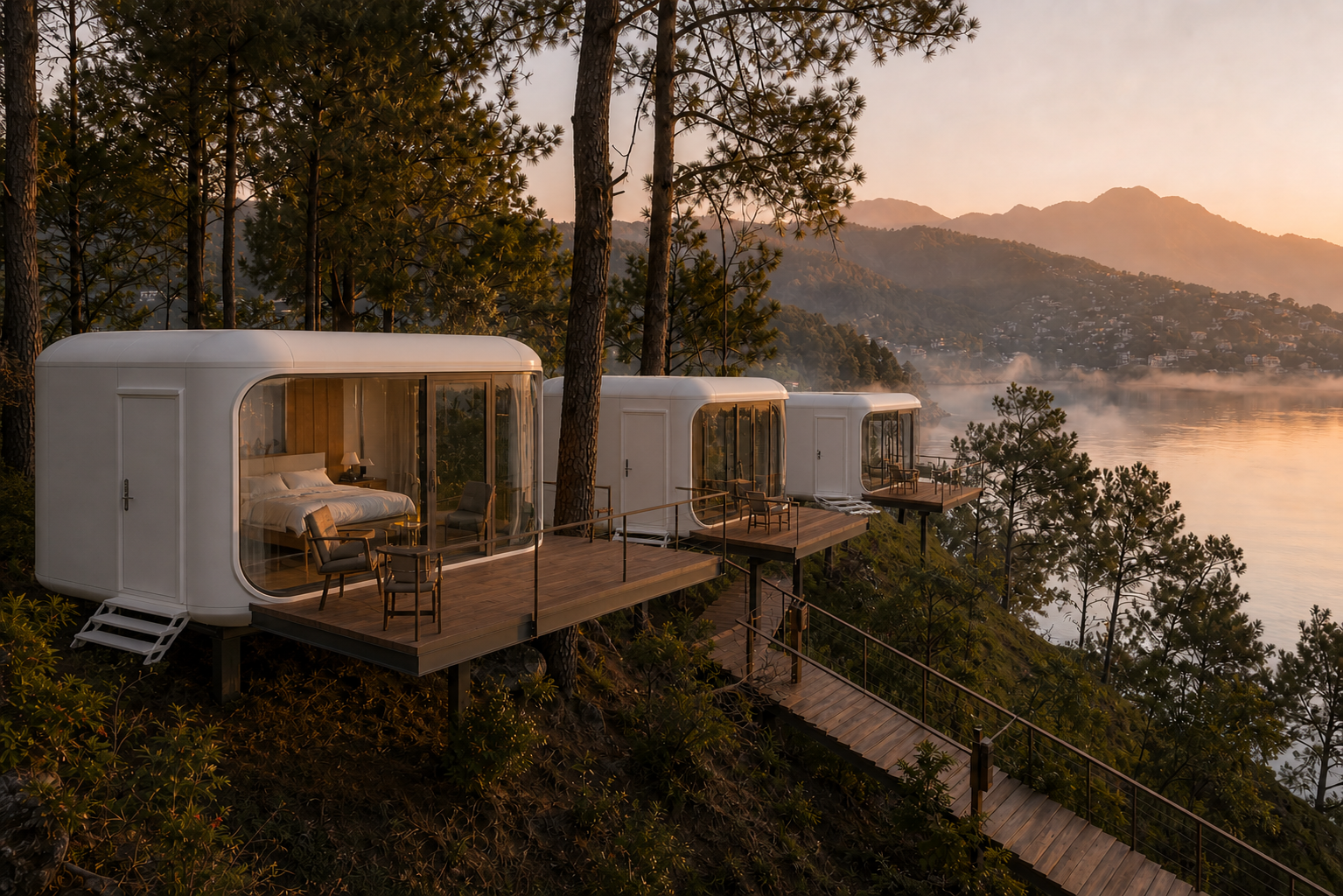 Modular Capsule Lake Retreat