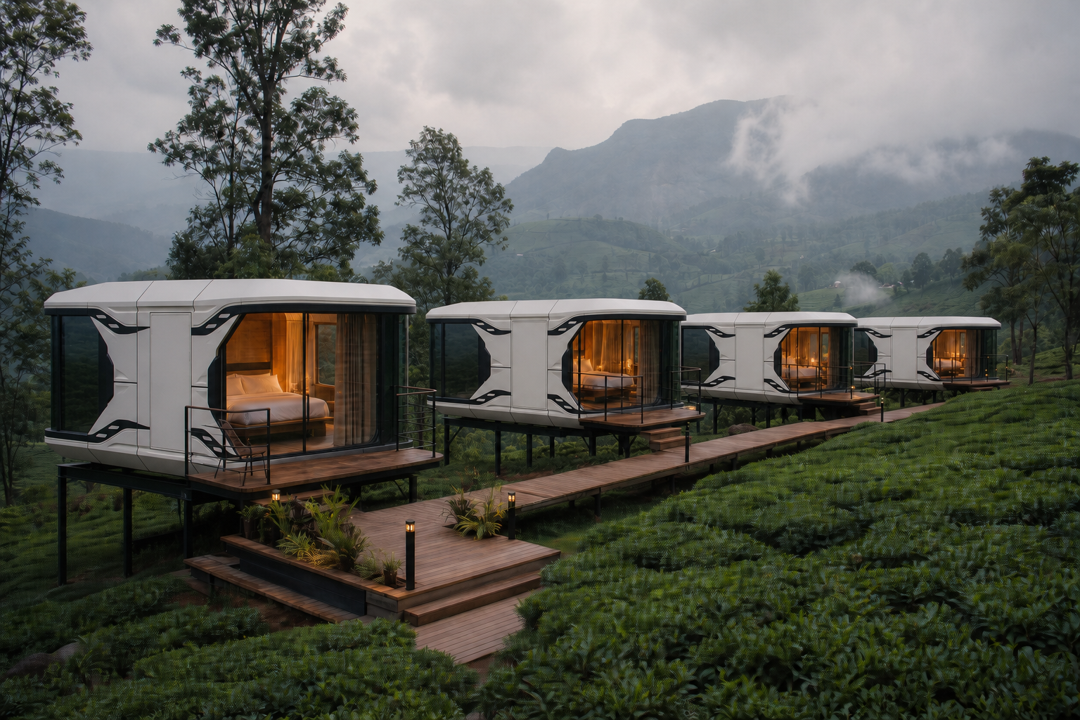 Modular Capsule Tea Estate Retreat